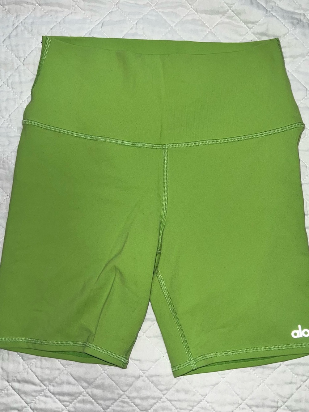Alo Yoga Lime Green High Waisted Biker Shorts Size S